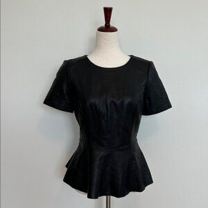 Antonio Melani Peplum Leather Top Size Small EUC